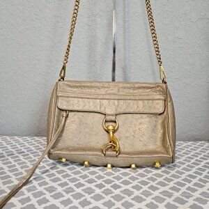 Rebecca Minkoff Ostrich Leather Gold Metallic Crossbody Bag